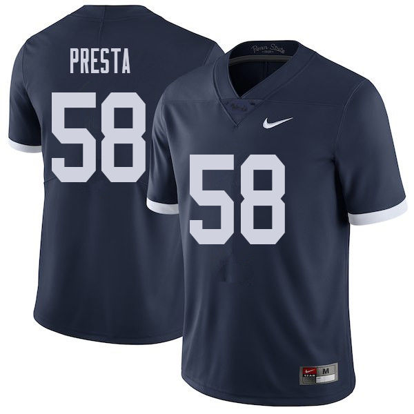 Men #58 Evan Presta Penn State Nittany Lions College Throwback Football Jerseys Sale-Navy